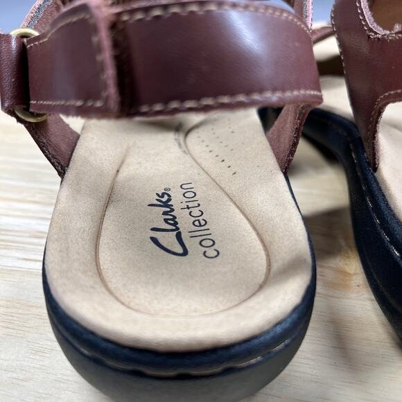 Clarks Laurieann Kay Sandals Womens Size 9M Brown T Strap Slingback Adjustable - Picture 10 of 15